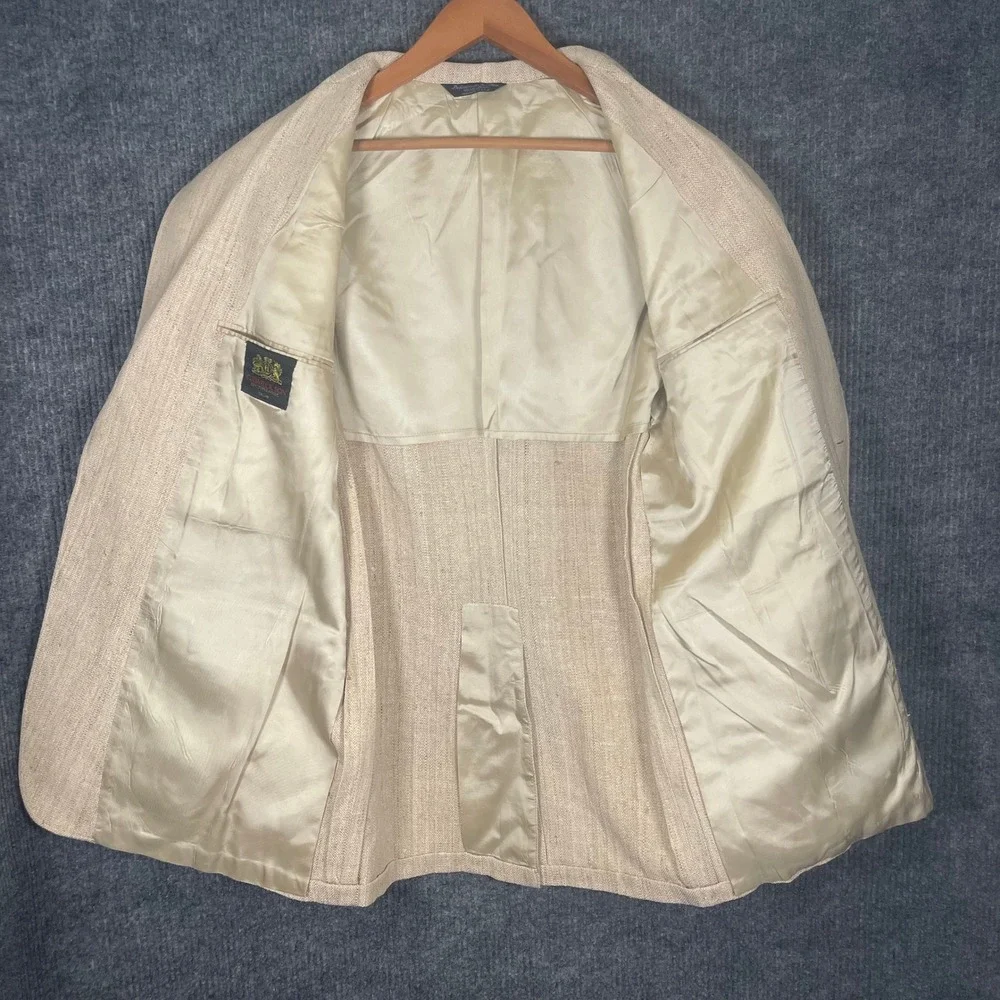 Culwell & Son Blazer Mens 42 Cream Nubby Weave Vintage Tailored USA Sport Coat